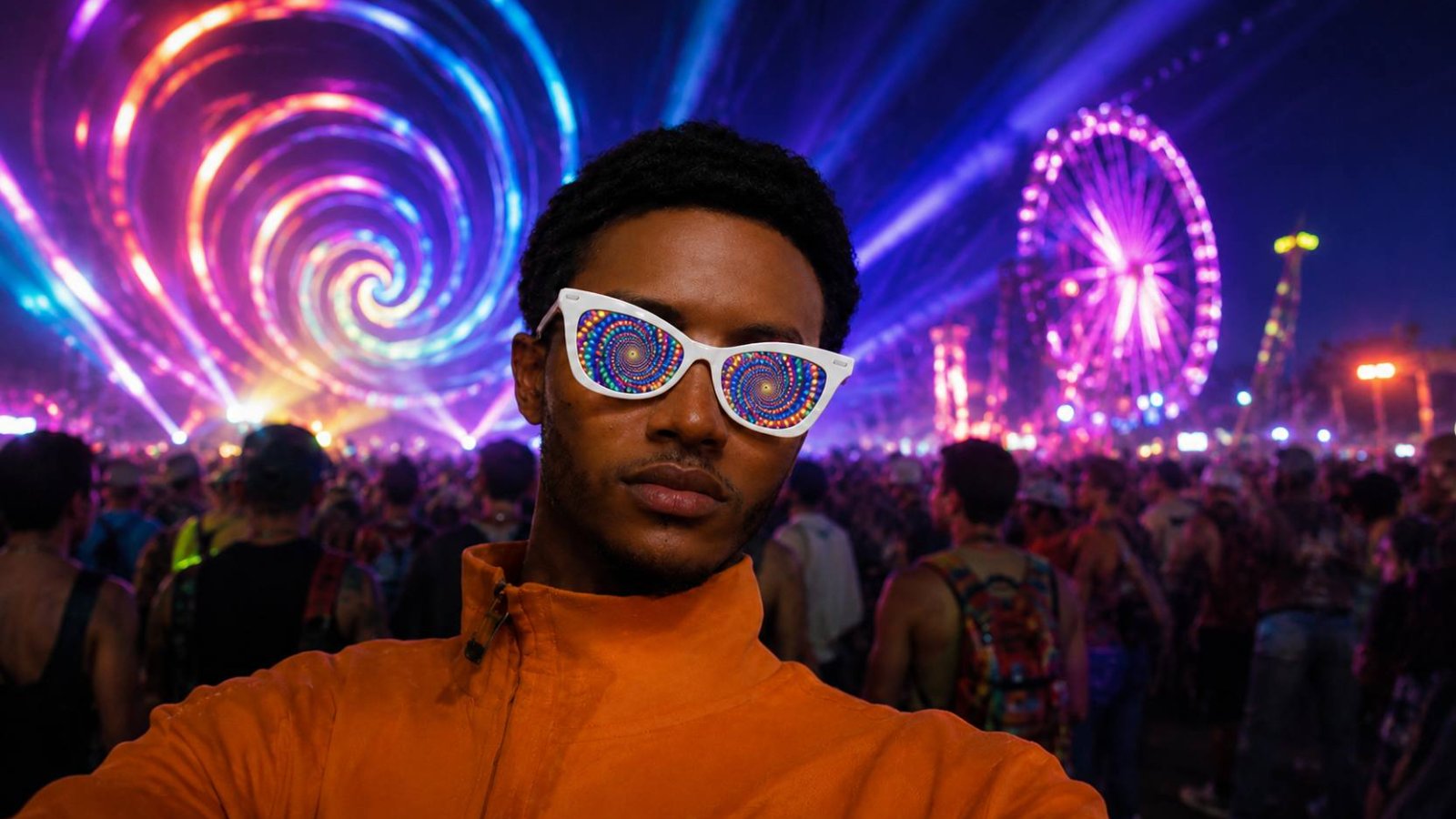 Rave glasses at a festival